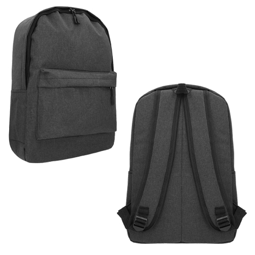 BL-082, Mochila de poliéster con bolsa principal frontal con cierre, 2 bolsas laterales, compartimento interno para laptop max. de 16 pulgadas, asa superior, tirantes y correas ajustables.